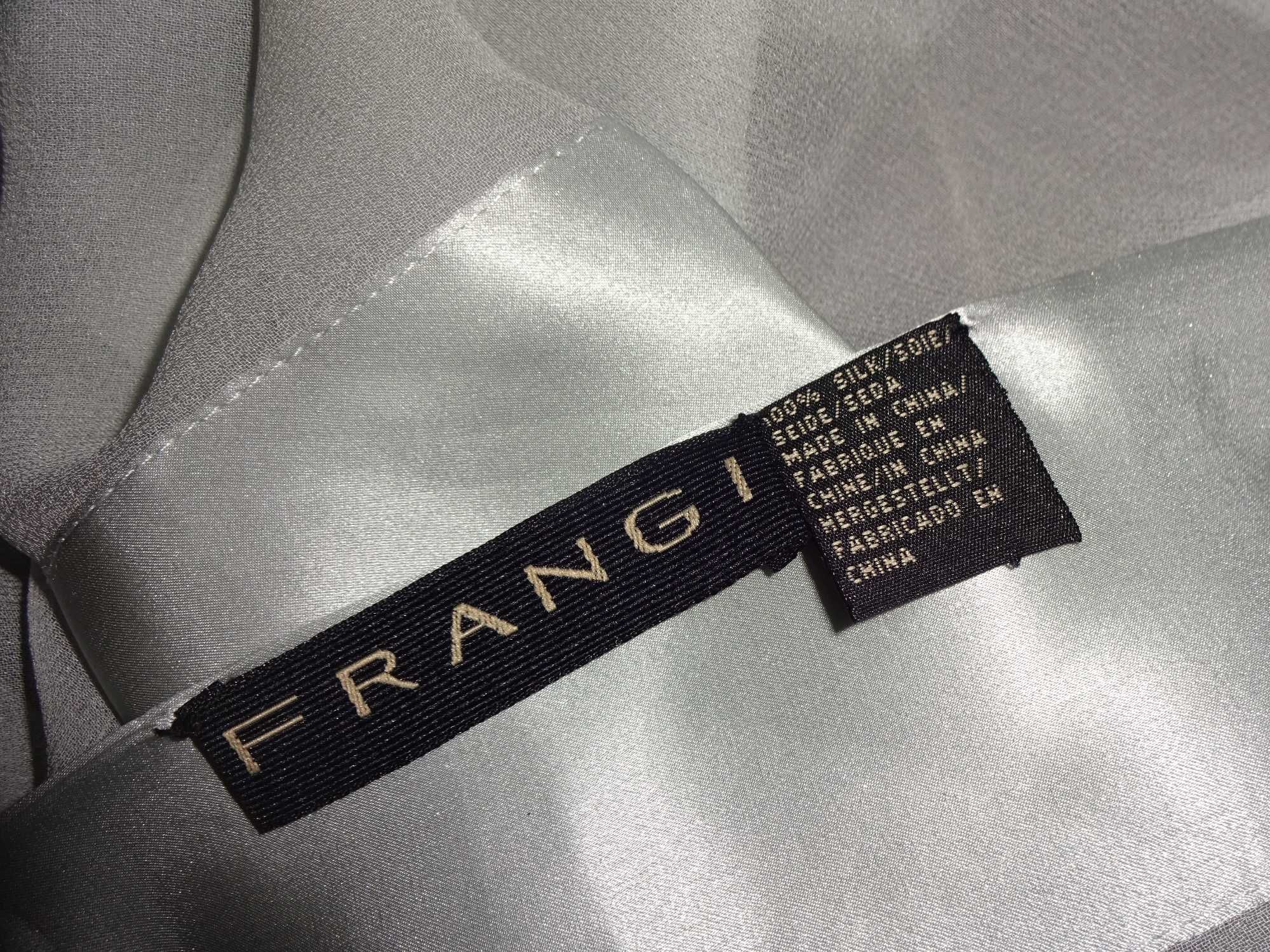 FRANGI 100% Silk jedwabny delikatny popielaty duży szal szalik apaszka