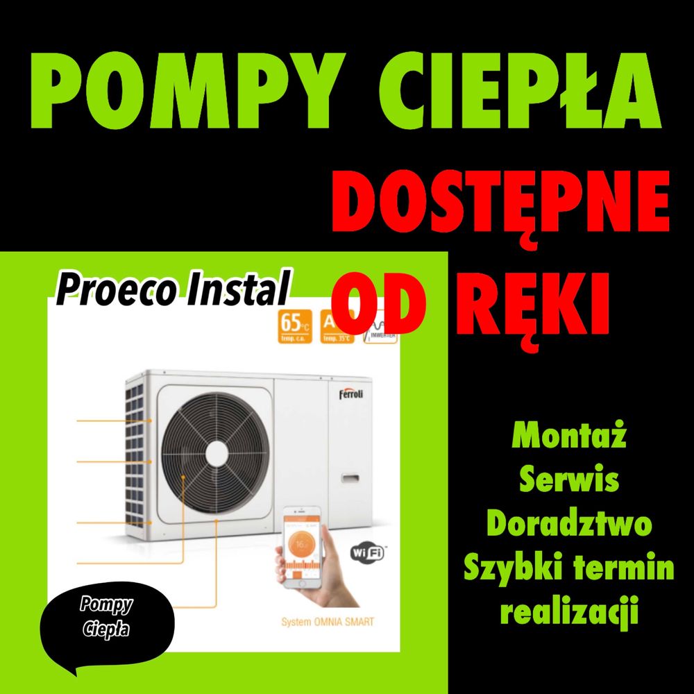 Pompa ciepła powietrzna 4kW 50-100m2 MONOBLOK MONTAŻ w cenie komplet