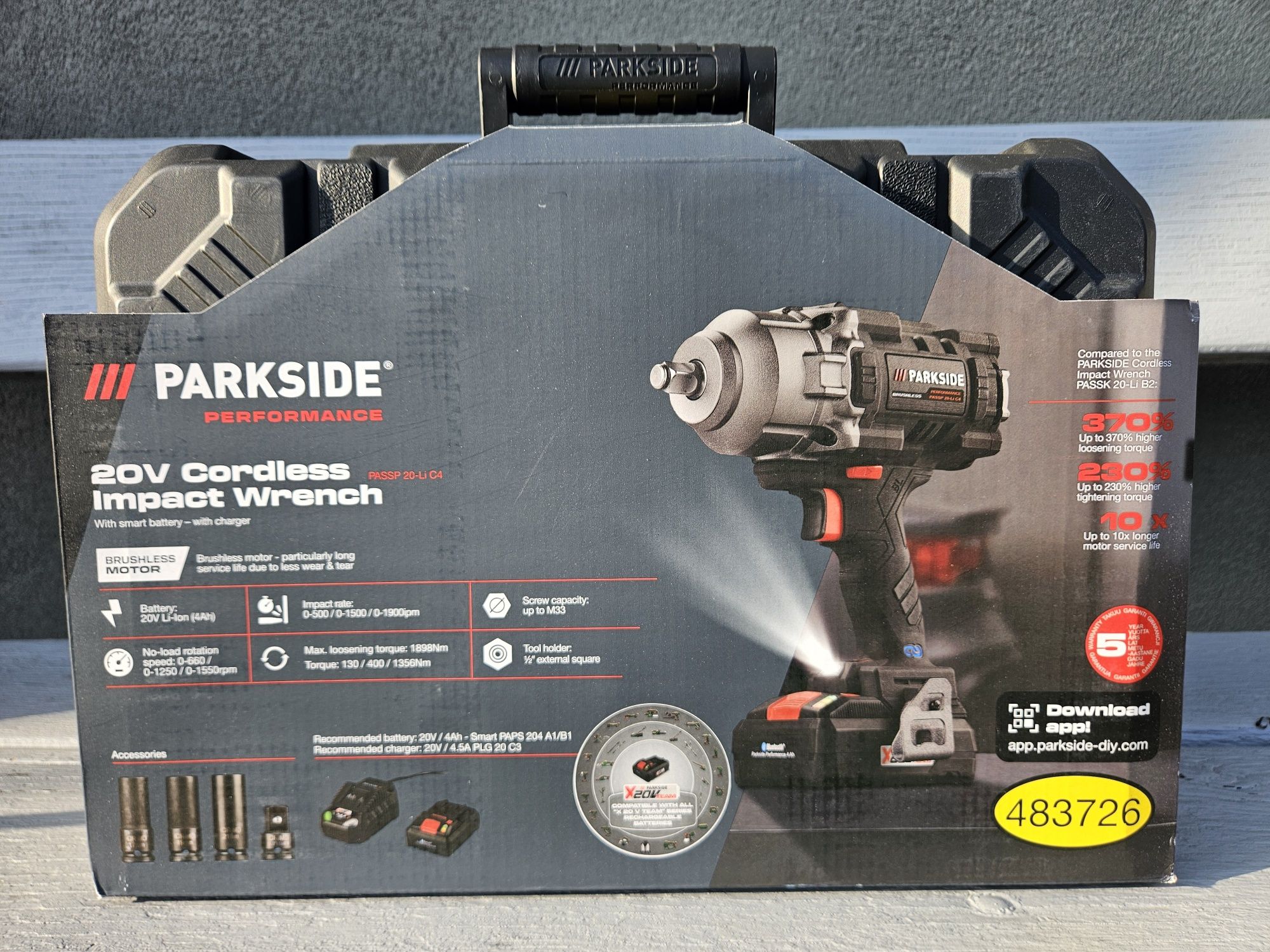 Parkside Performance klucz udarowy 20V 1/2" PASSP 20-Li C4 NOWY AKU GW