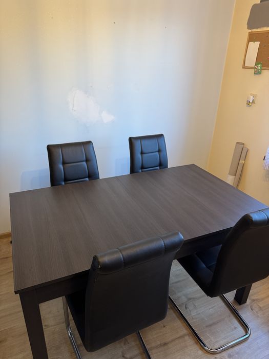 Stół 140x80/170x80 rozkladany Dąb Venge z 4 krzesłami