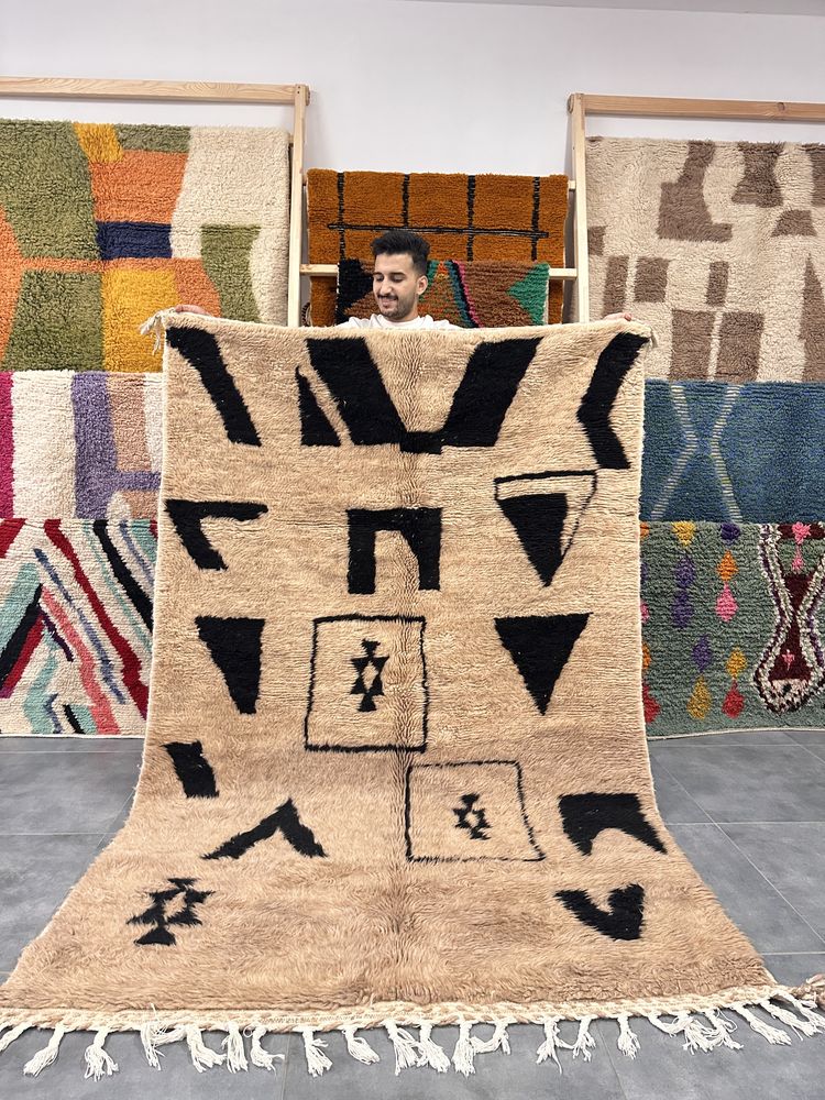 Nowy brązowy marokański dywan wełniany Beni Ourain, handmade