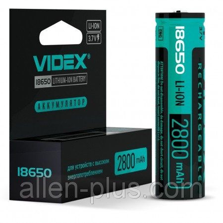 Аккумулятор Videx Li-Ion 18650-P (с защитой) 2800mAh (ток 6А)
