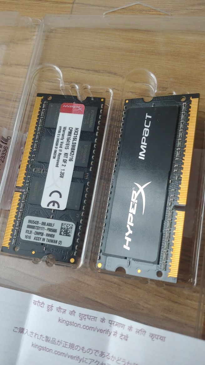 Pamięć RAM laptop HyperX FURY Impact DDR3. 2x8GB 16 GB 1600 MHz CL9