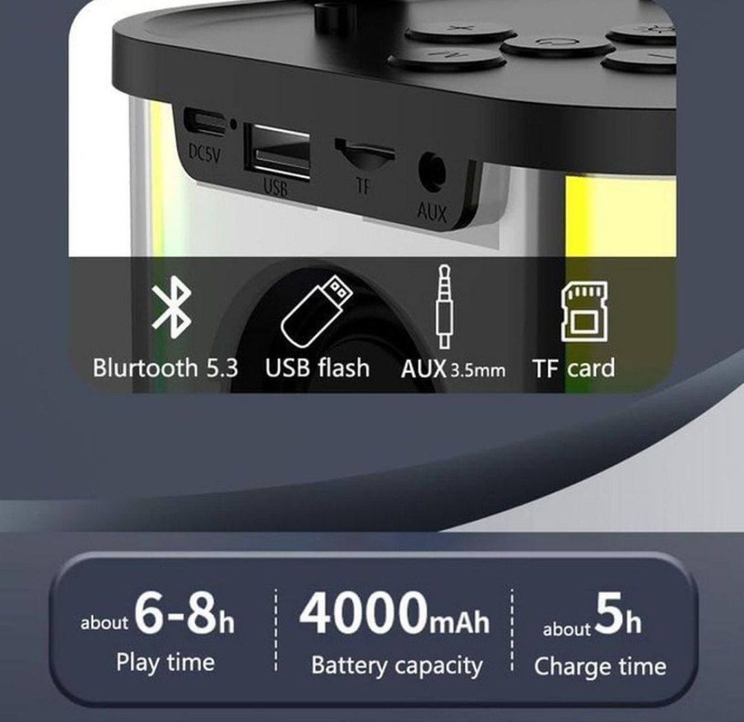 Портативна Bluetooth Акустика WFS-K18 з двома бездротовими мікрофонами