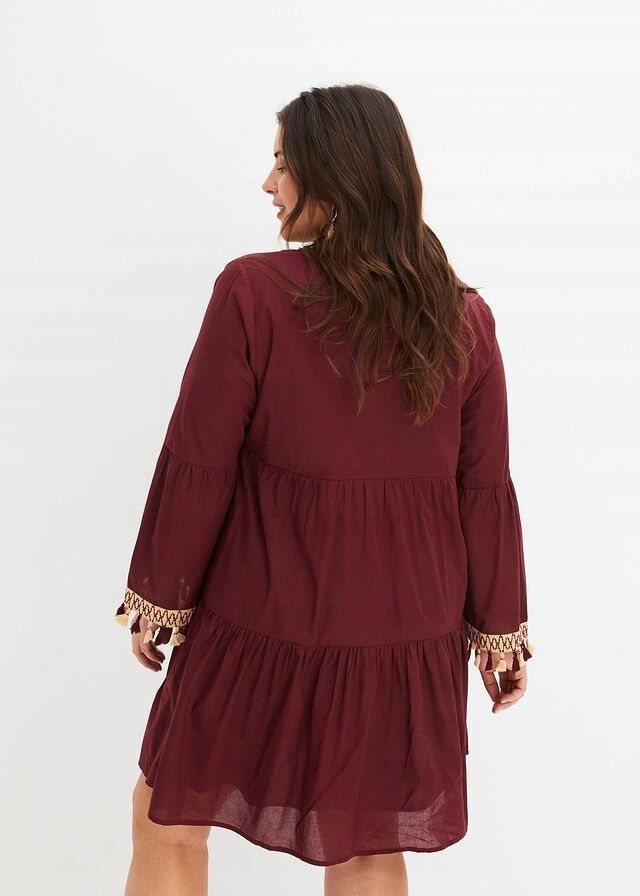 B.P.C sukienka tunikowa boho z frędzlami bawełniana r.48