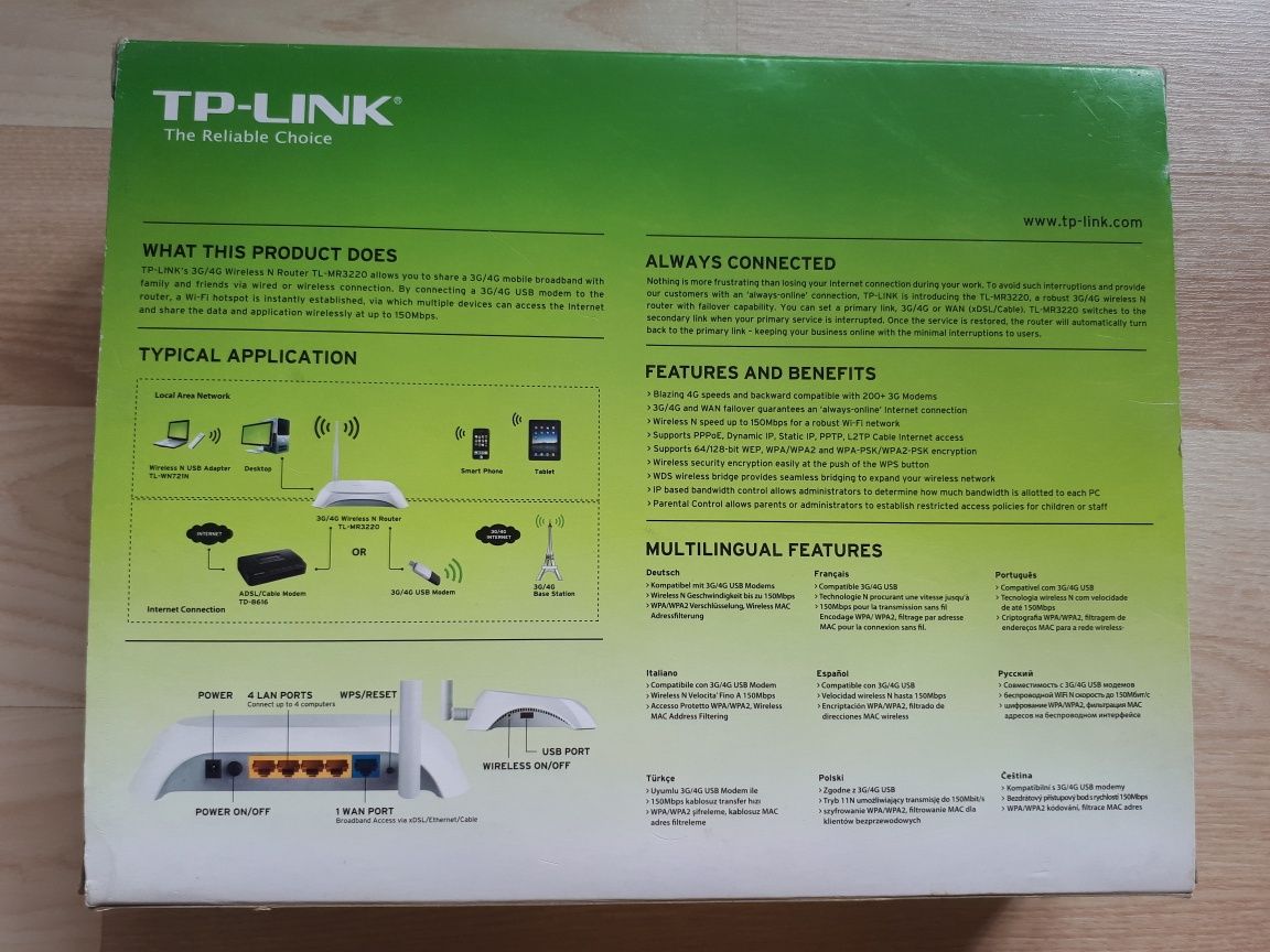 Bezprzewodowy router TP-Link TL-MR3220