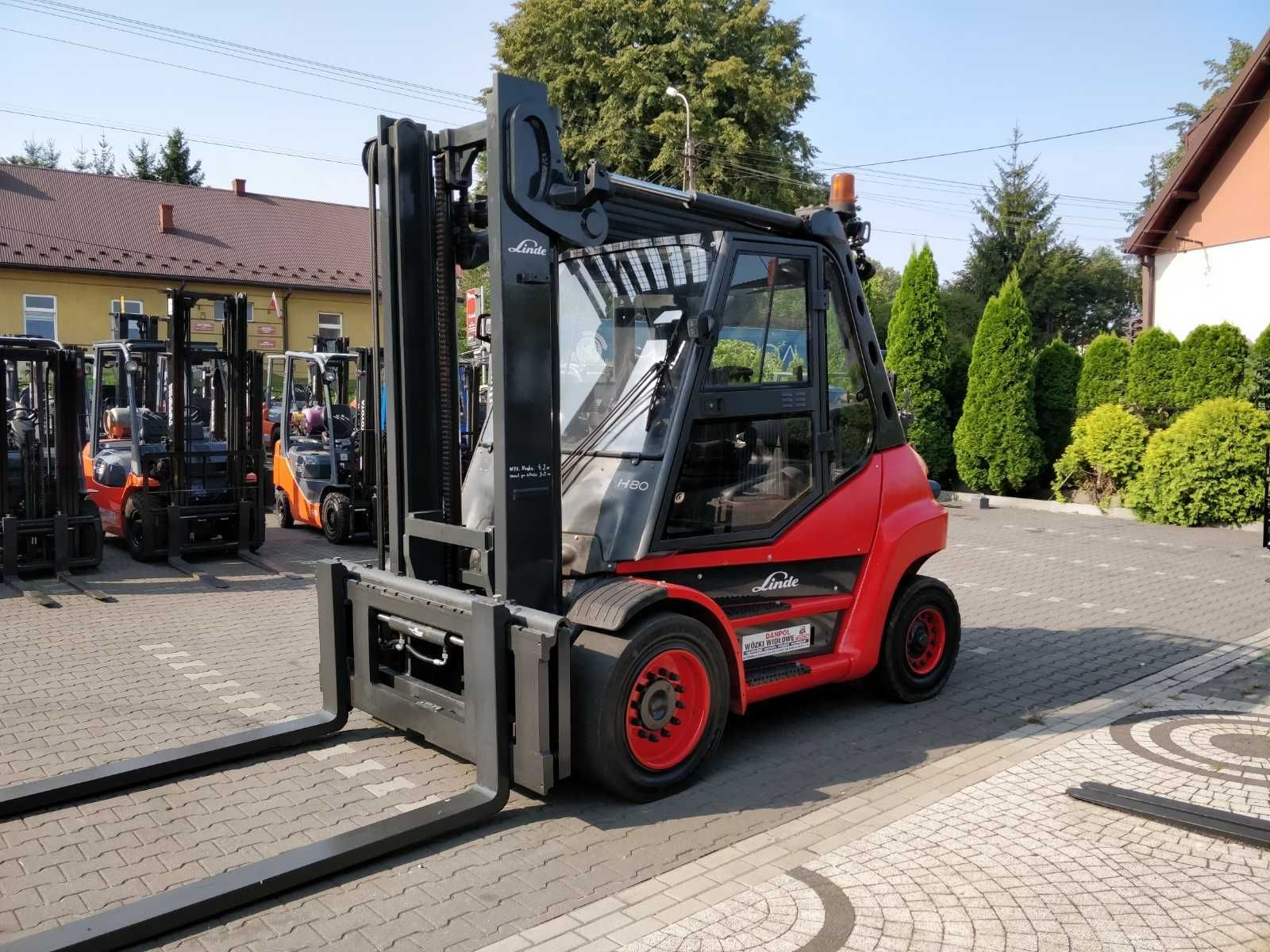 Wózek widłowy LINDE H80T widlak 8t duplex 396 kabina pełna