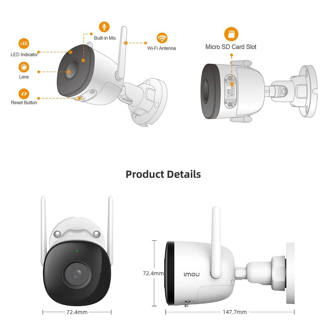 Imou bullet 2c 2 і 4mp 2.8-3.6 Dahua  ip відеокамера