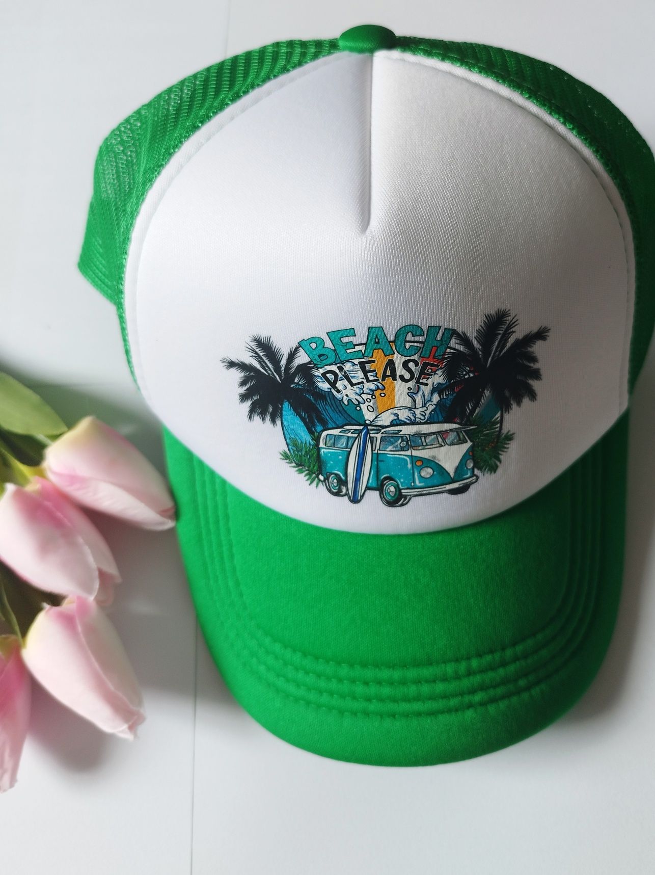 Nowa męska zielona czapka z daszkiem na lato trucker truckercap