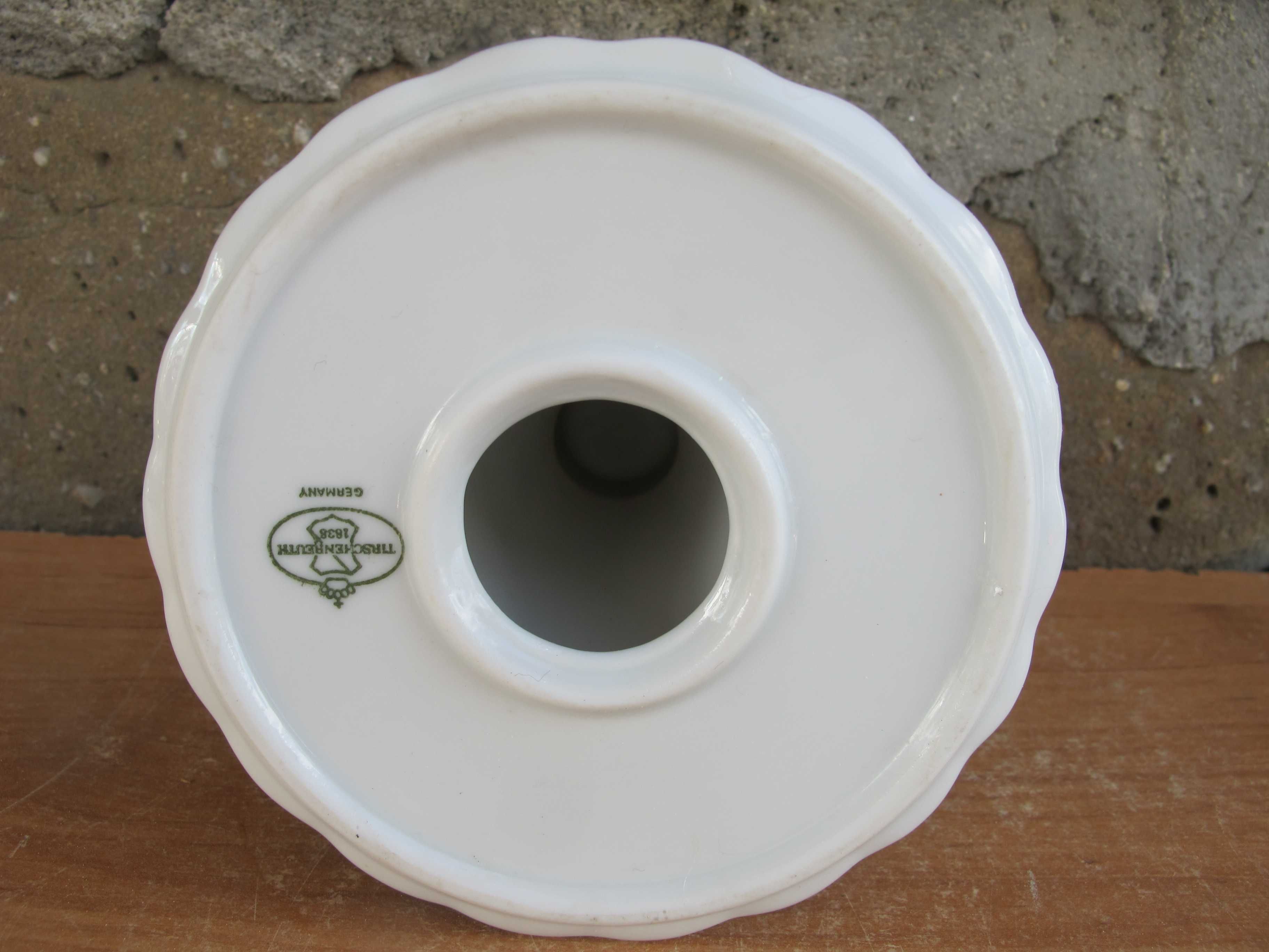Sygnowany Porcelanowy Świecznik_WZÓR SŁOMKOWY_