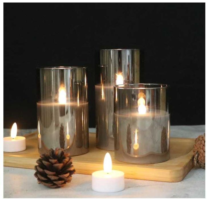 Zestaw 3 świec LED, sterowanie pilotem, funkcja timera Eldnacele