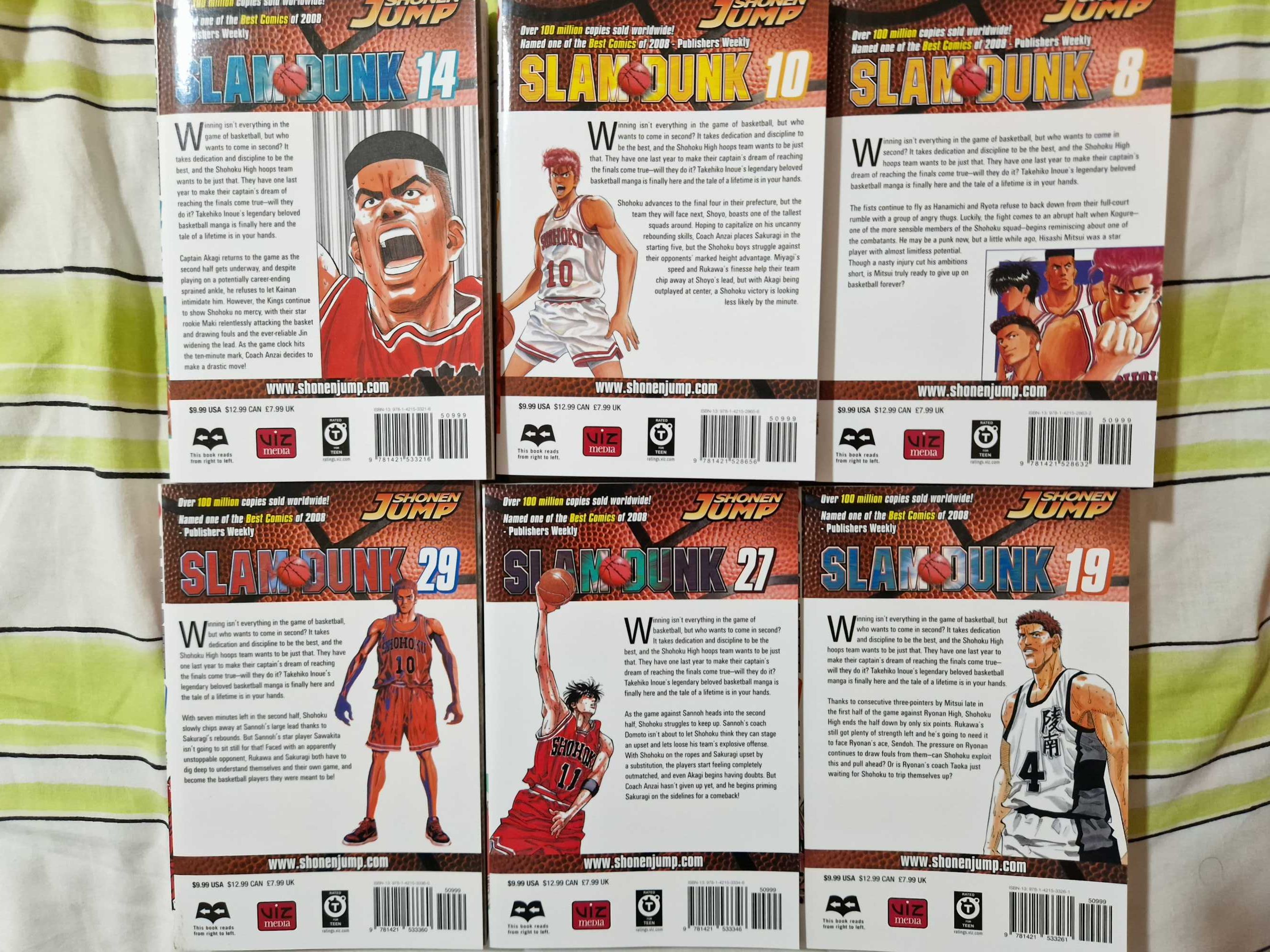 Manga Slam Dunk , Takehiko Inoue Vol.8; 10, 14; 19; 27; 29