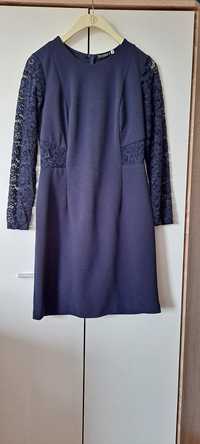 Granatowa sukienka koronka 40 L