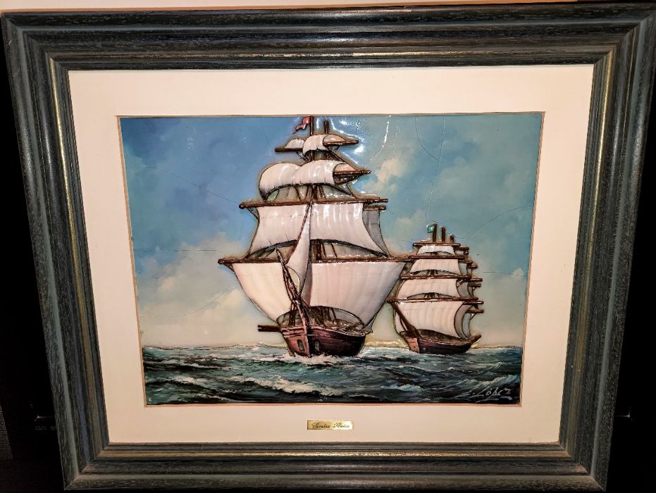 Quadro motivo Marítimo em relevo 3D - Pintado à mão