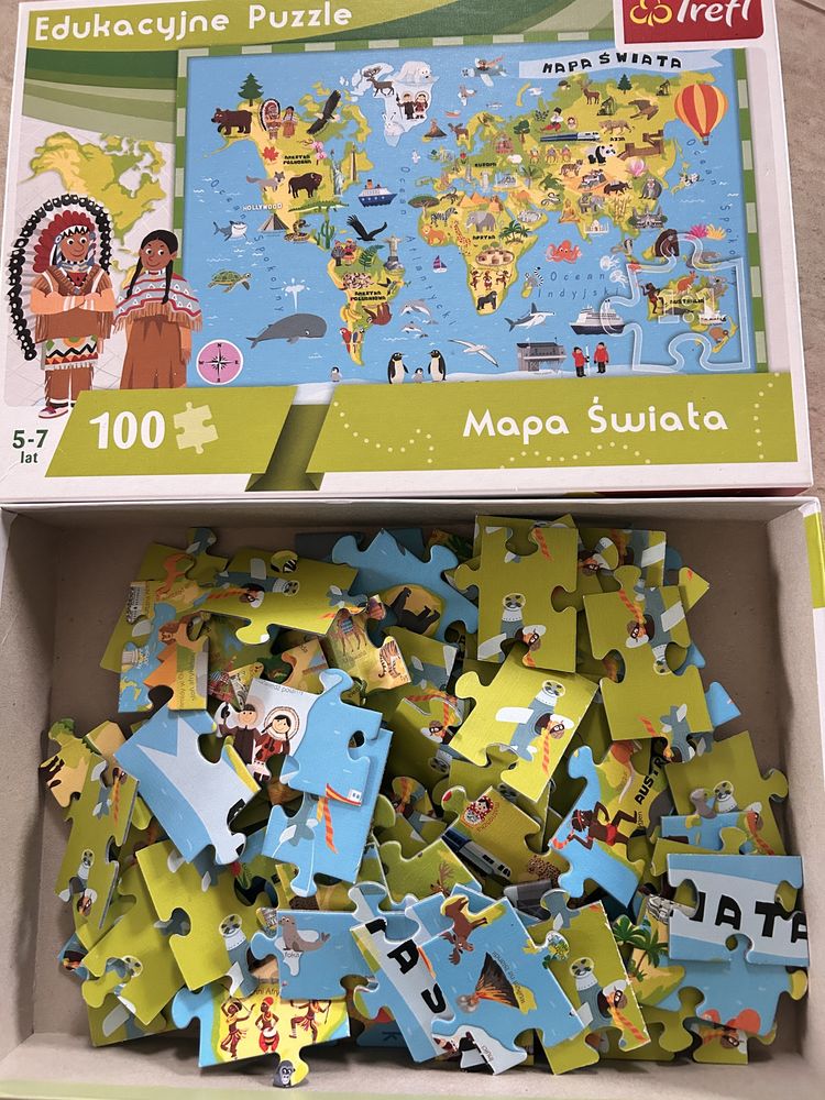 Mapa Świata puzzle Trefl 100 elementów 5-7 lat