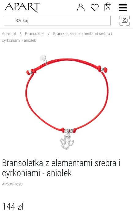 APART Bransoletka z elementami srebra i cyrkoniami - Aniołek