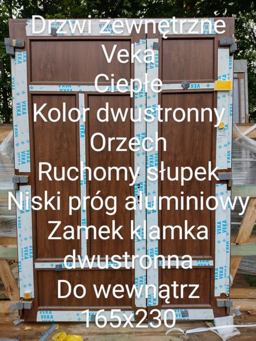 Drzwi zewnętrzne Veka  ruchomy słupek Klamka zamek dwustronny Orzech 5