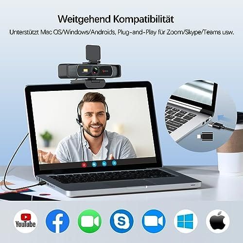 Angetube Kamera internetowa 4K HD 8 MP z mikrofonem USB