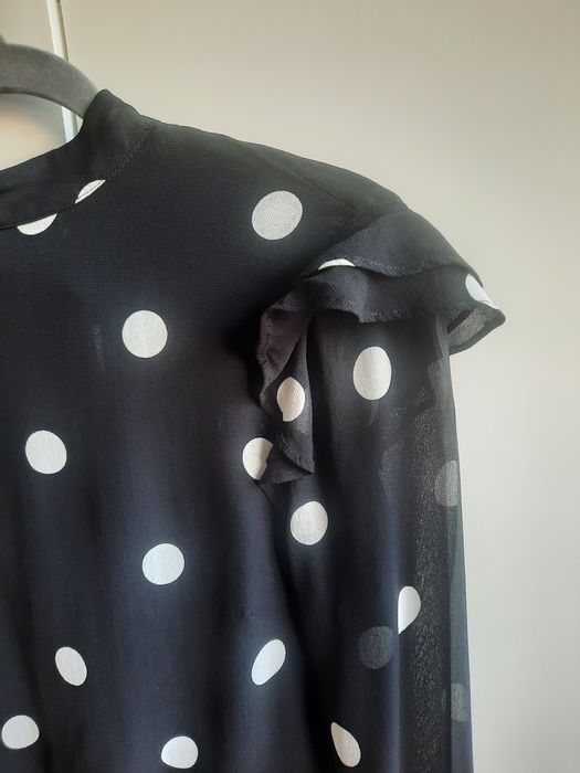 Blusa preta com bolas brancas T.38 da H&M