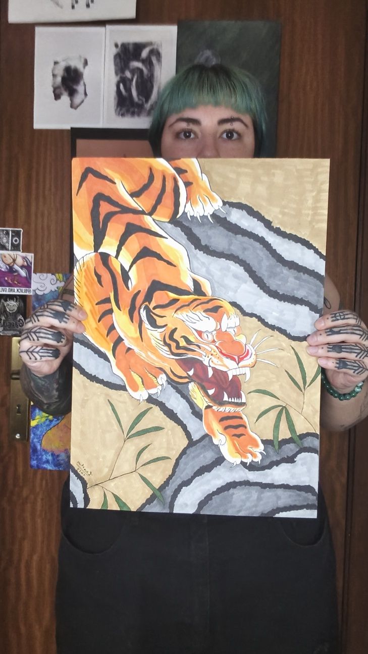 Ilustração Tigre tradicional japonês