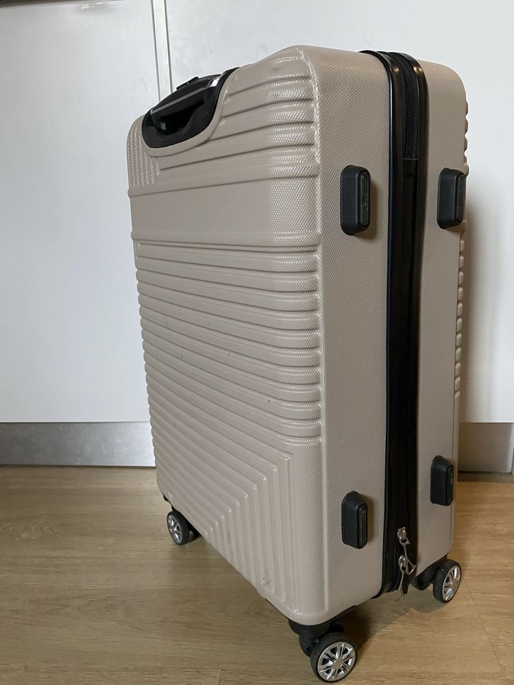 Mala viagem Média rodinhas duplas 360 abs tsa bege