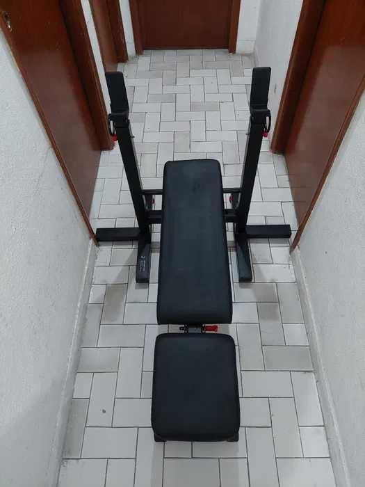 Banco supino inclinado / reto e barra 155cm de rosca treino musculação