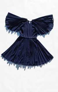 Очень красивое с крыльями тёмно синее платье Asos S