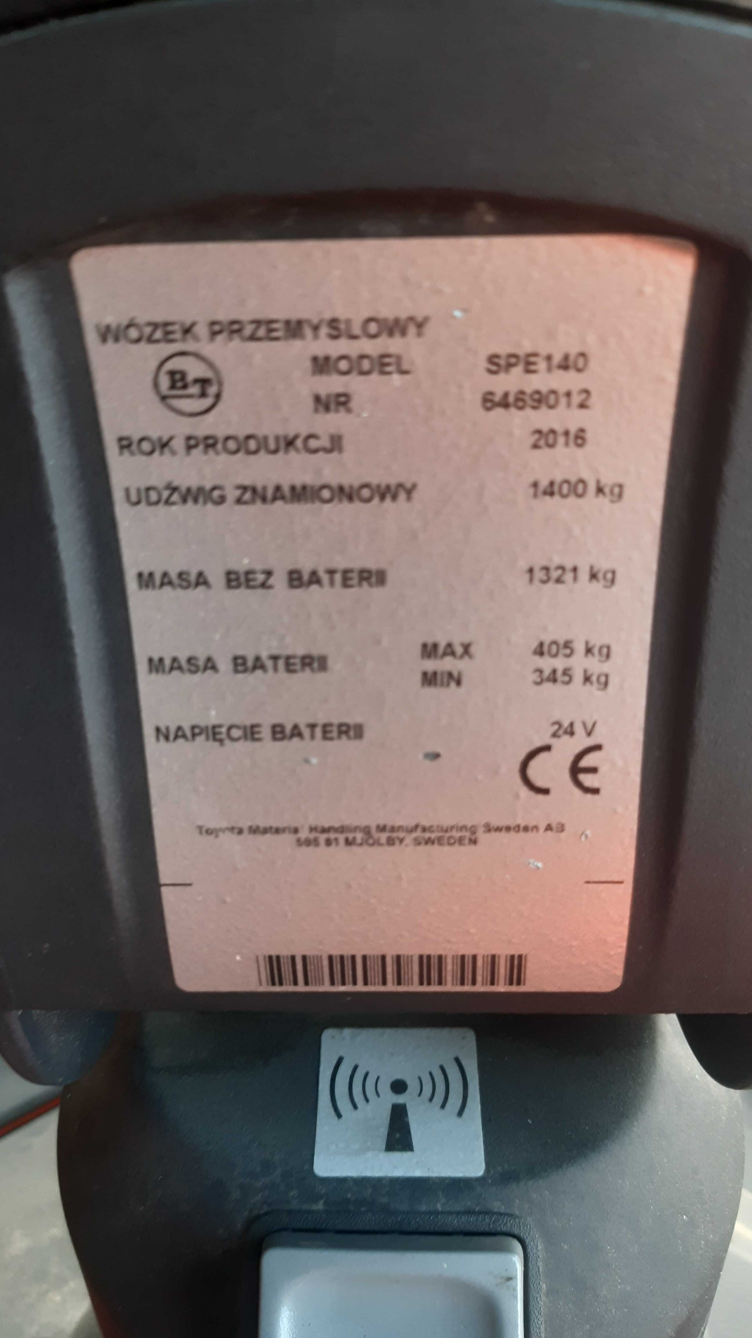 Paleciak elektryczny Toyota BT SPE 140 wozek