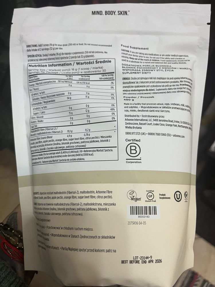 Arbonne GutHealth Dodatkowa porcja błonnika