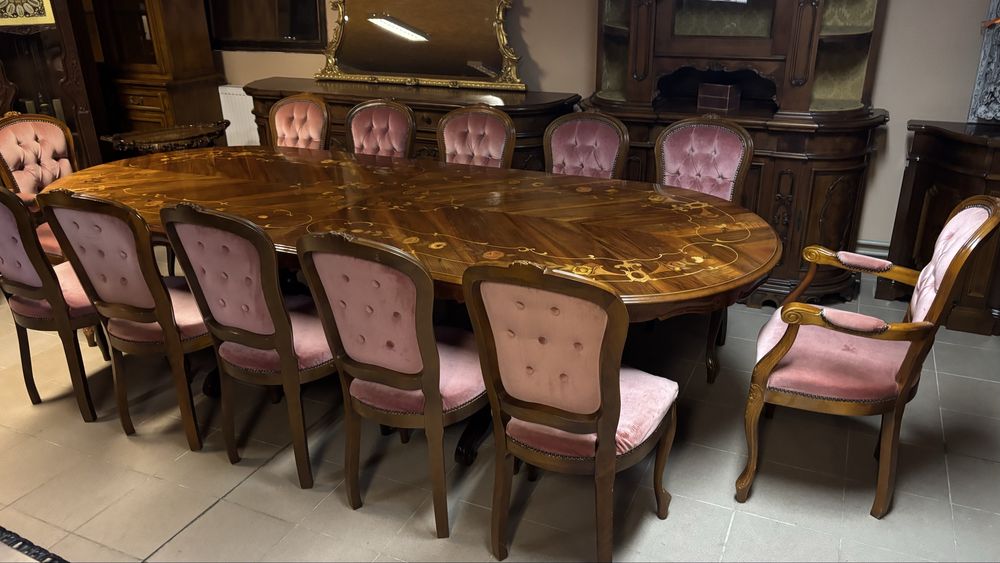 Piękny stylowy włoski duży 300 cm 12 krzeseł Cudo Meble stylowe sklep