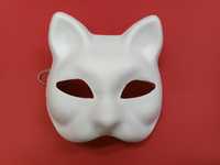 Котик маска для квадробіки біла картонна, косплей кота, кішка