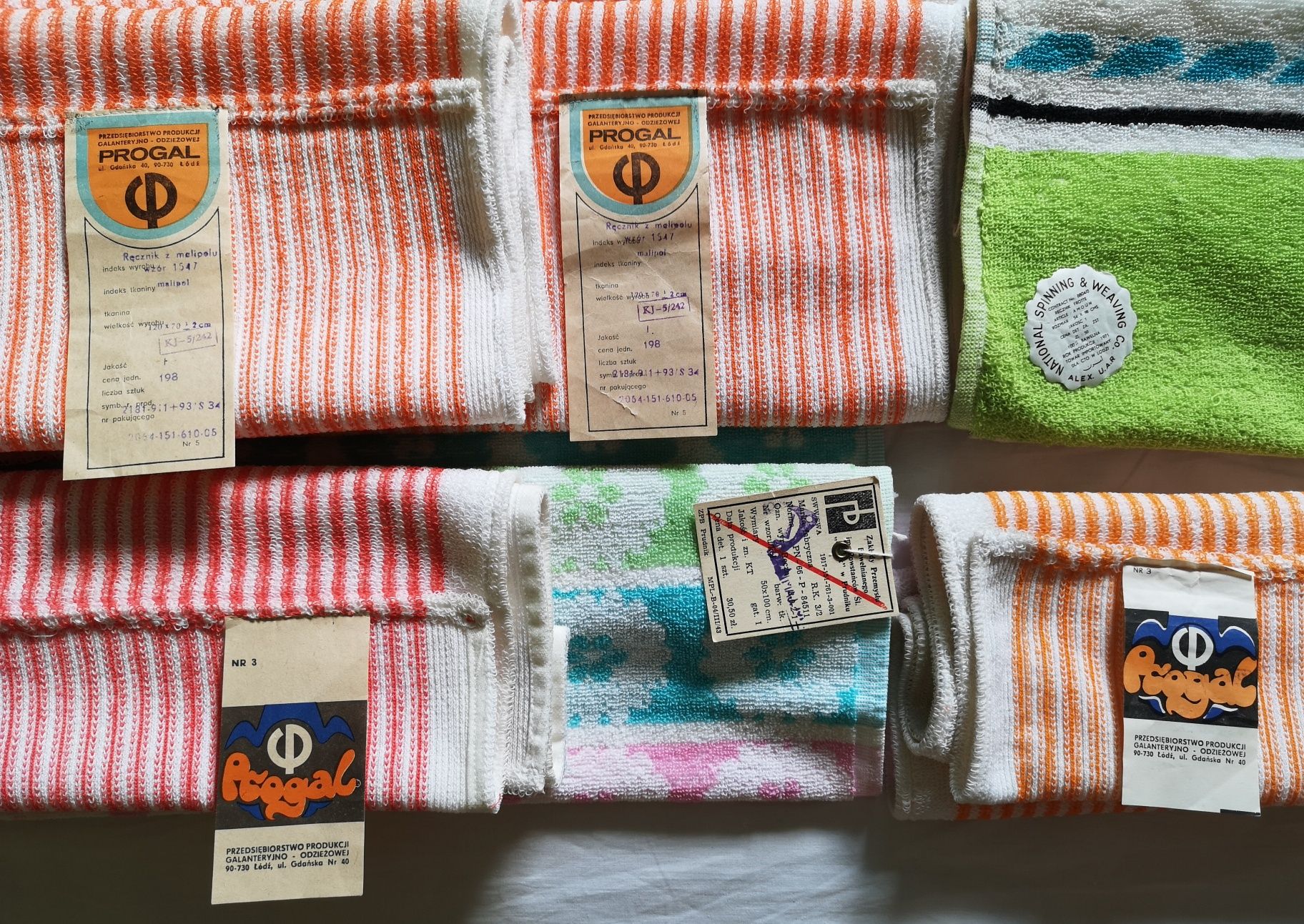 6 nowych dużych ręczników z PRL PROGAL Łódź FROTEX Prudnik i import