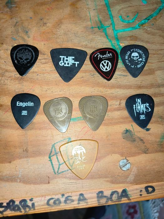 Conjunto de pahetas de guitarra raras