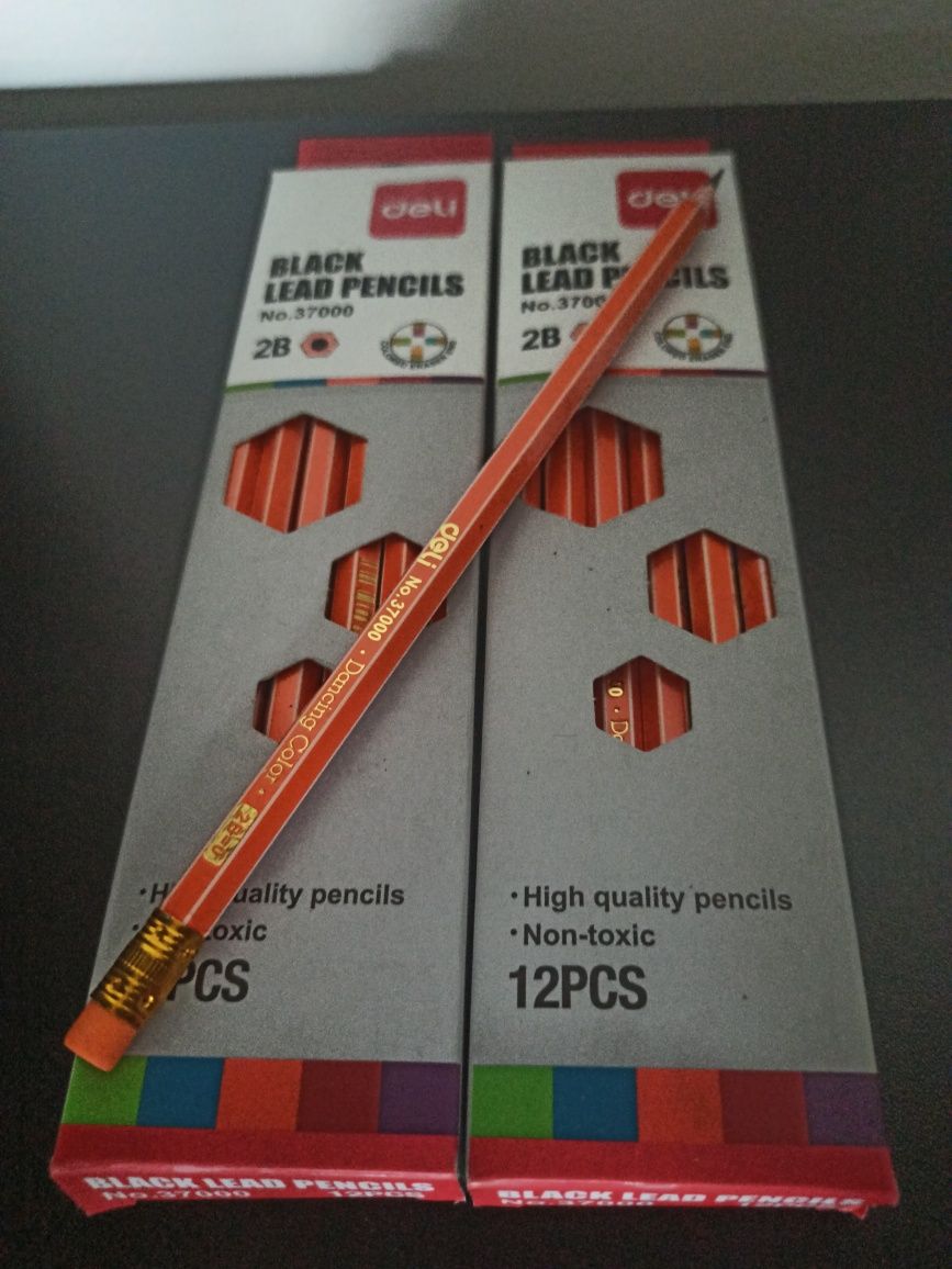 Ołówki z gumką 2B Deli 24szt