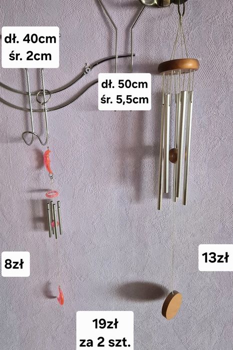 dzwonki wietrzne dekoracyjne 2 sztuki