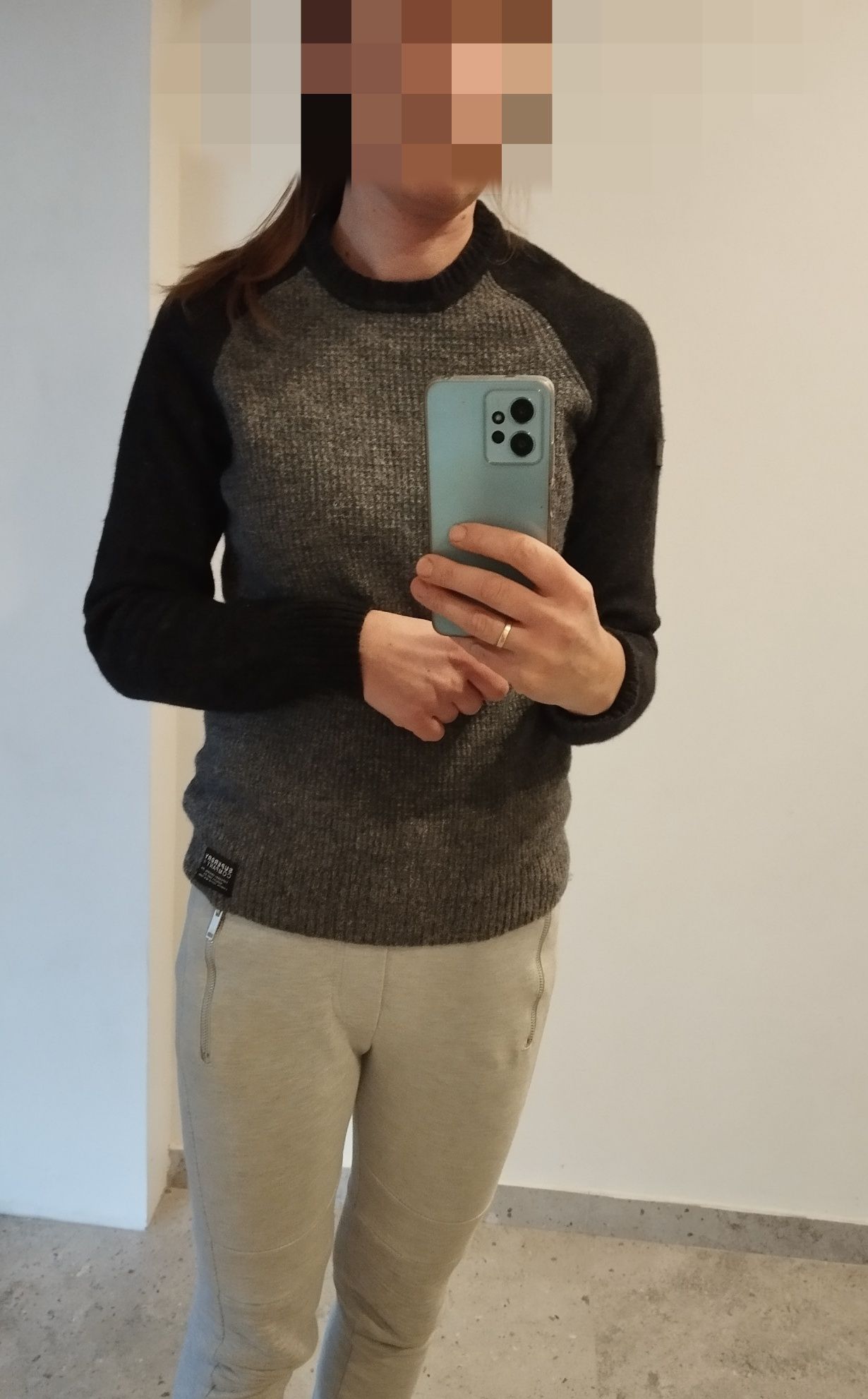 Jesienny, zimowy, ciepły sweter damski, uniseks z wełną basic r. M/L S