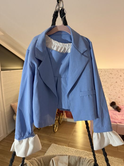 Marynarka spódniczka komplet dla dziewczynki błękit