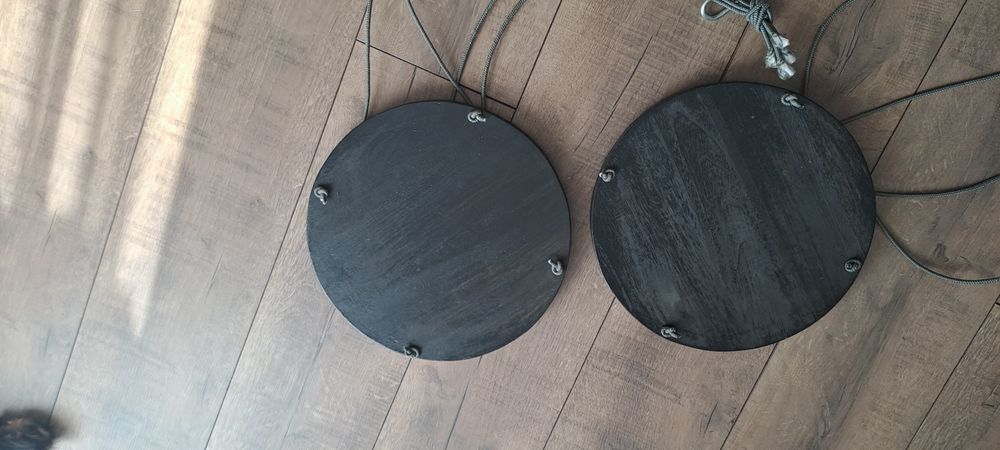 Wiszące drewniane  kwietnik na linach/komplet