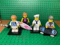 Lego minifigures seria 4 żeglarz, skater, piłkarz, surferka