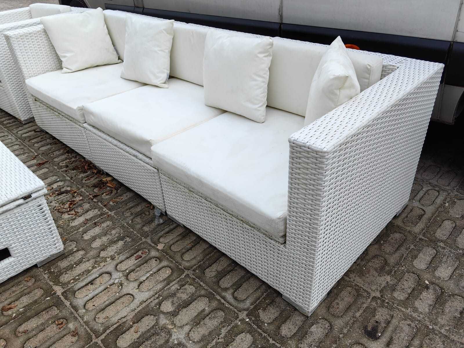 sofa kanapa na ogród ogrodowy funkcja spania Fotel Stół Biały relaks