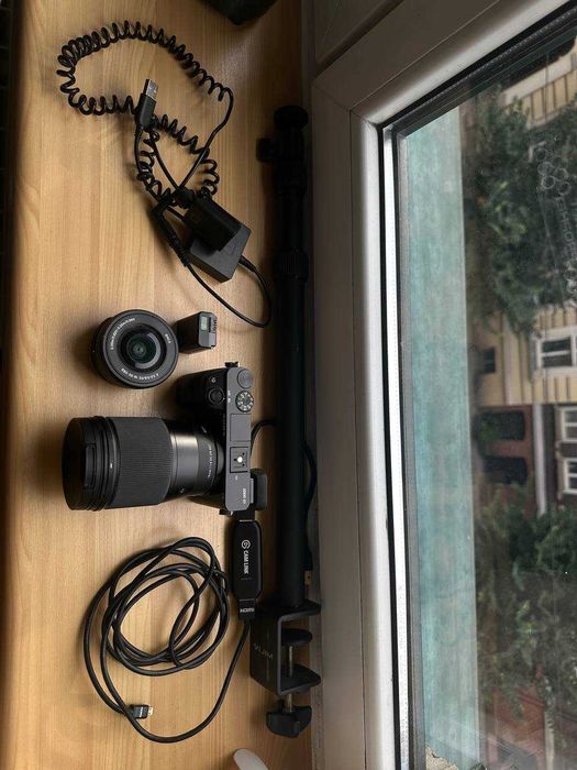 Zestaw do streamingu Sony a6000+oryg.obiektyw+Sigma 16mm,f/1.4,Camlink