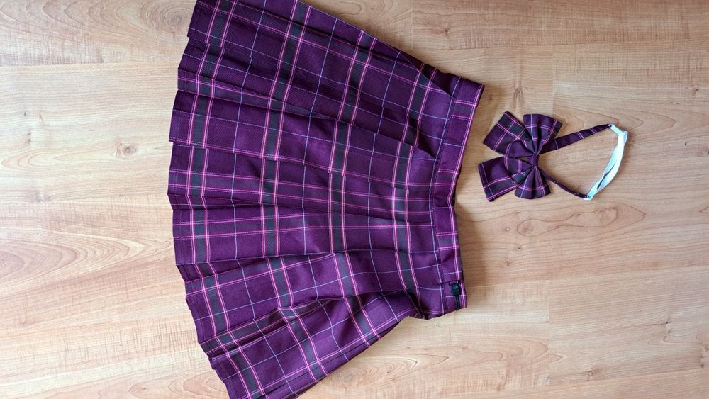 Cosplay,  koreańska spódniczka Pas 78 cm  w kratkę  plisowana