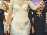 Suknia ślubna Justin Aleksander syrenka kryształki rozmiar 38 ecru