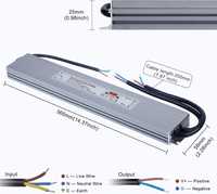 YAYZA Wodoodporny zasilacz LED 12 V 25 A 300 W, 240 V do 12 V DC