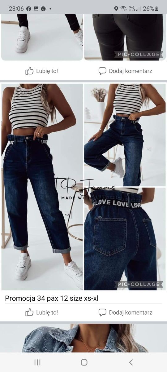 Spodnie jeansowe M. Sara XS, S, M, L, XL