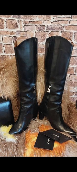 Luksusowe czarne skórzane kozaki z limitowanej serii Marki Kazar
