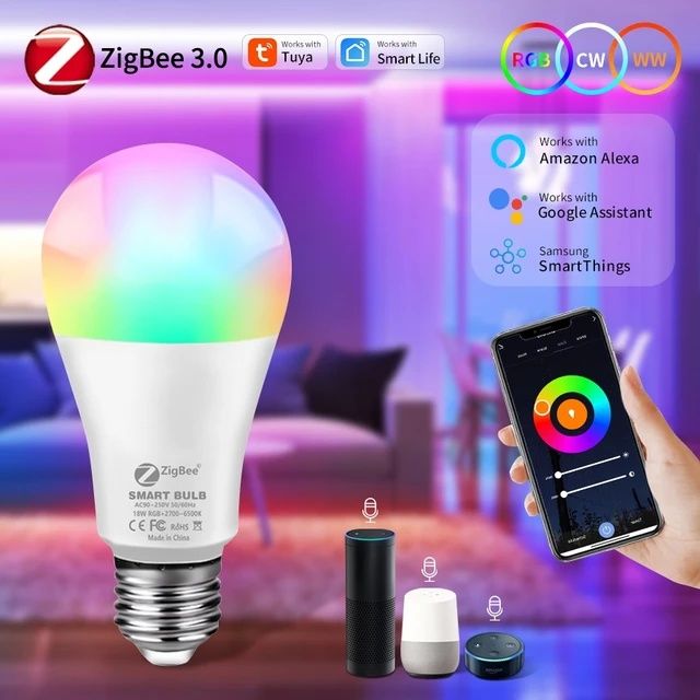 Zigbee żarówka LED E27 10W/3W RGB+CW+WW Tuya Smart life