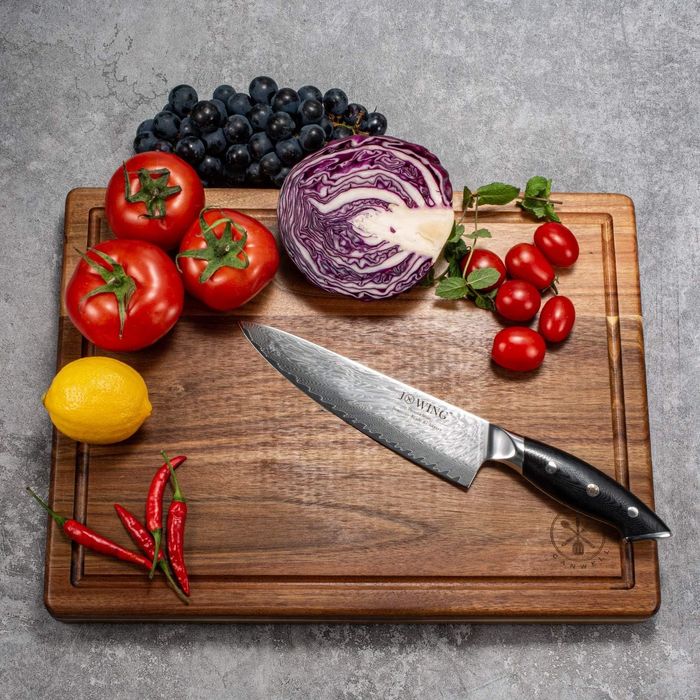 Ніж шефа,кованний, мозаїчний дамаск.