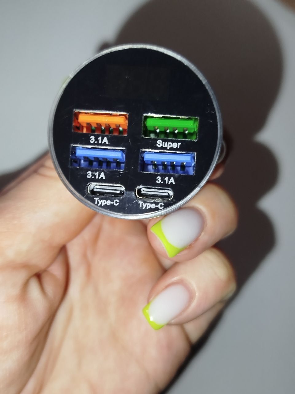 АВТО зарядка OLAF 3.1 USB 4в1 Tupe-C тестер вольтметр зарядне в прикур