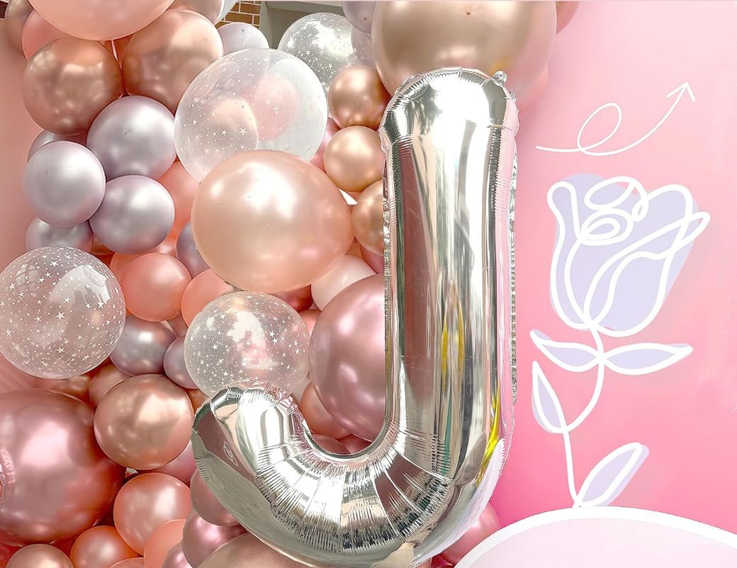 Srebrny Balon Helowy w Kształcie Litery J 40 cm Dekoracja na Imprezy